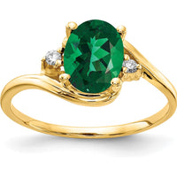 14K Yellow Gold Ring with 8x6mm Oval Helenite and Round Diamond Accents - 1.52 Carat Total Gem Weight by Monteluci Fine Jewelry