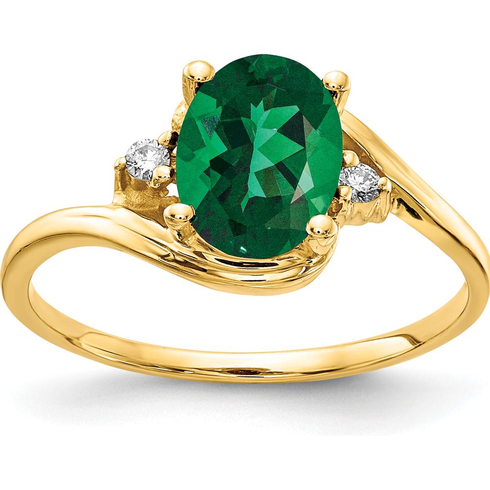14K Yellow Gold Ring with 8x6mm Oval Helenite and Round Diamond Accents - 1.52 Carat Total Gem Weight by Monteluci Fine Jewelry