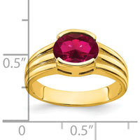 14K Yellow Gold Ring with 8x6mm Oval Lab-Created Ruby by Monteluci Fine Jewelry
