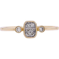 14K Yellow Gold Ring with Cushion-Shaped Diamond Cluster and Milgrain Detail - 0.11 Carats Total Diamond Weight