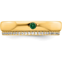 14K Yellow Gold Ring with Green Birthstone and Diamond Accent - 0.15 Carat Total Diamond Weight by Oro Pregiato