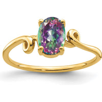 14K Yellow Gold Ring with Mystic Fire Topaz - 1.05 Carat Oval Faceted Gemstone by Monteluci Fine Jewelry