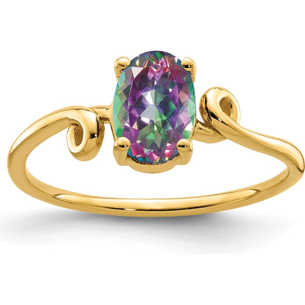 14K Yellow Gold Ring with Mystic Fire Topaz - 1.05 Carat Oval Faceted Gemstone by Monteluci Fine Jewelry