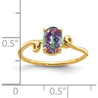 14K Yellow Gold Ring with Mystic Fire Topaz - 1.05 Carat Oval Faceted Gemstone by Monteluci Fine Jewelry