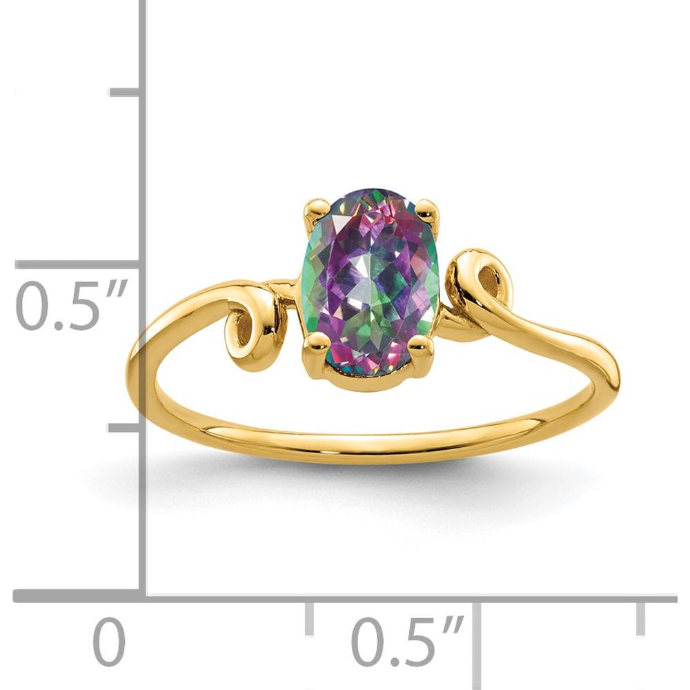 14K Yellow Gold Ring with Mystic Fire Topaz - 1.05 Carat Oval Faceted Gemstone by Monteluci Fine Jewelry