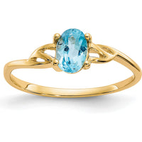 14K Yellow Gold Ring with Oval 0.55 Carat Swiss Blue Topaz by Oro Pregiato