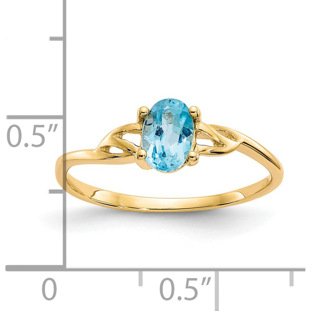 14K Yellow Gold Ring with Oval 0.55 Carat Swiss Blue Topaz by Oro Pregiato