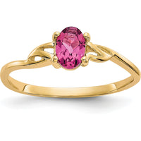14K Yellow Gold Ring with Oval Natural Pink Tourmaline - 0.26 Carat Gemstone Weight by Oro Pregiato