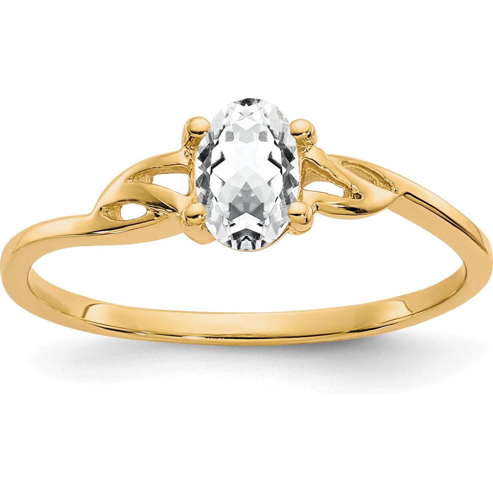 14K Yellow Gold Ring with Oval Natural White Topaz - 0.55 Carat by Oro Pregiato