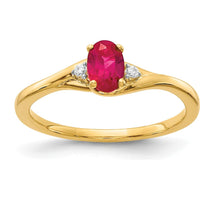 14K Yellow Gold Ring with Oval Ruby (0.6ct) and Round Diamonds (0.03 Carat Total) by 0
