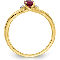 14K Yellow Gold Ring with Oval Ruby (0.6ct) and Round Diamonds (0.03 Carat Total) by 0
