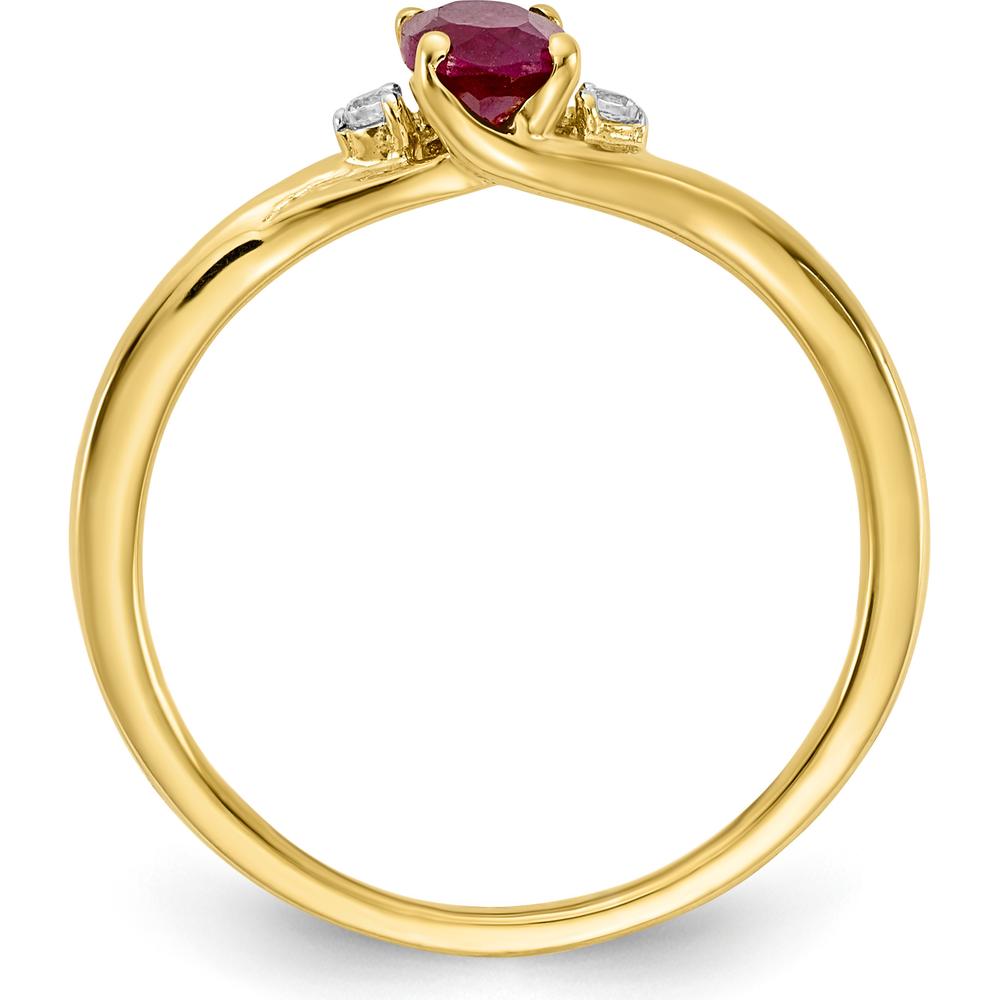 14K Yellow Gold Ring with Oval Ruby (0.6ct) and Round Diamonds (0.03 Carat Total) by 0