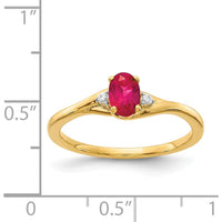14K Yellow Gold Ring with Oval Ruby (0.6ct) and Round Diamonds (0.03 Carat Total) by 0