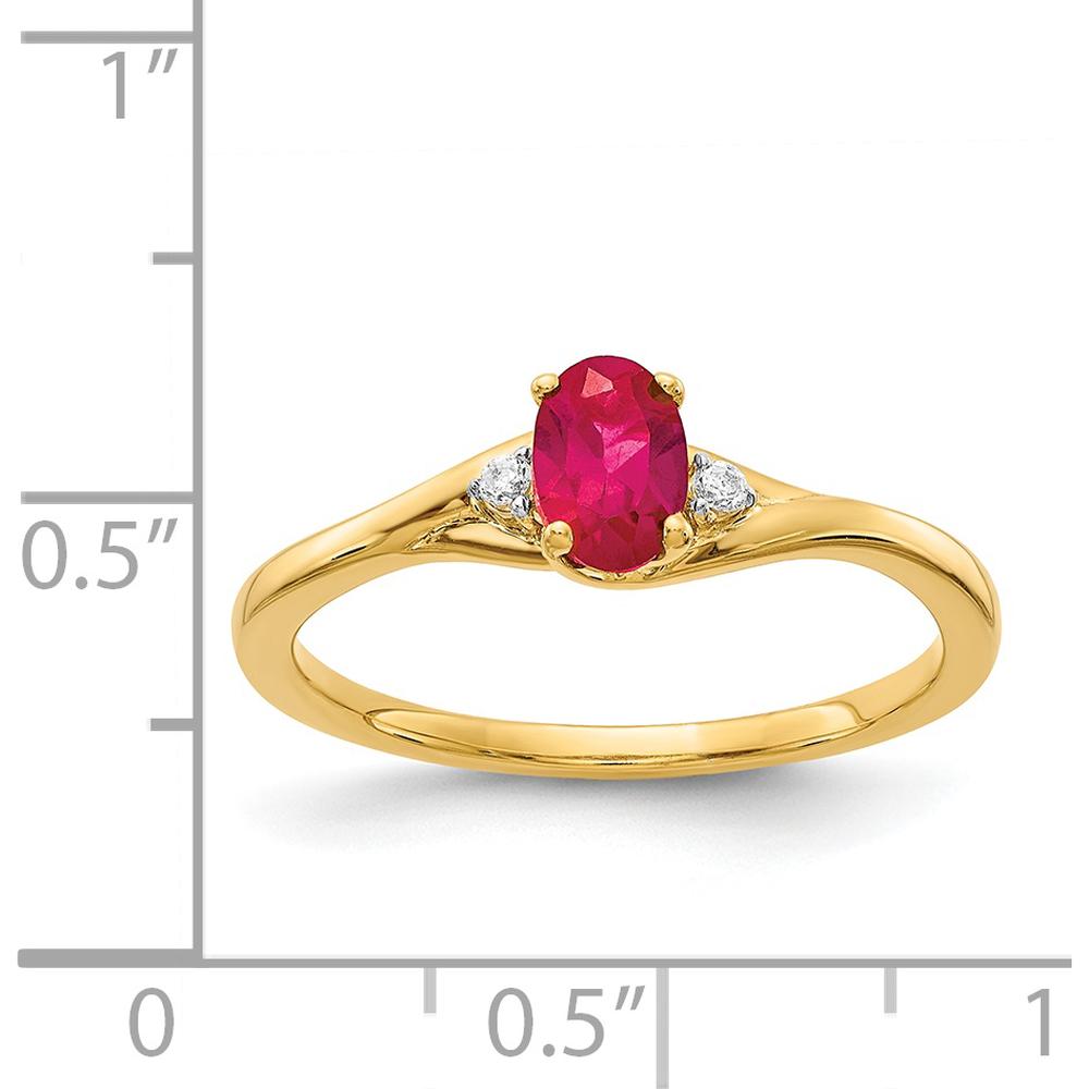 14K Yellow Gold Ring with Oval Ruby (0.6ct) and Round Diamonds (0.03 Carat Total) by 0