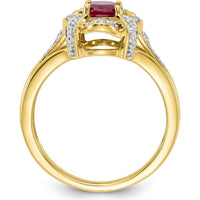 14K Yellow Gold Ring with Oval Ruby and Round Diamonds - 0.98 Carat Ruby, 0.03 Carat Diamond Total Weight by 0