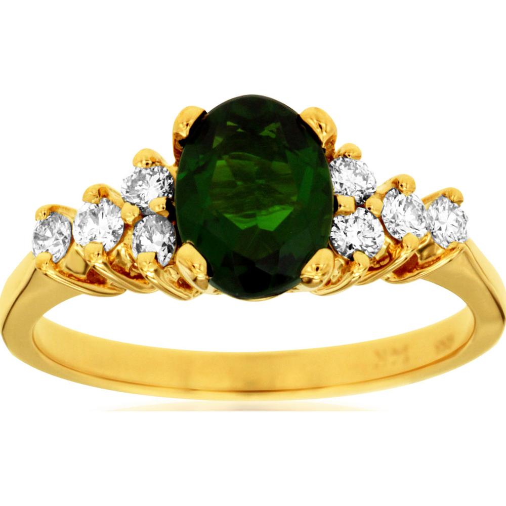 14K Yellow Gold Ring with Oval Russalite and Round Diamond Accents - 1.65 Carat Total Gem Weight - Royal Jewelry
