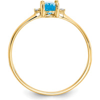 14K Yellow Gold Ring with Oval Swiss Blue Topaz and Round Diamonds - 0.55 Carat Total Topaz Weight, 0.008 Carat Diamond Weight by Oro Pregiato