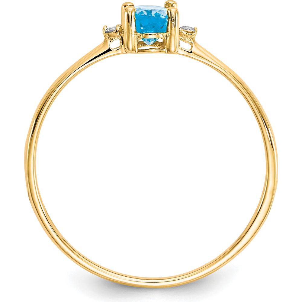 14K Yellow Gold Ring with Oval Swiss Blue Topaz and Round Diamonds - 0.55 Carat Total Topaz Weight, 0.008 Carat Diamond Weight by Oro Pregiato