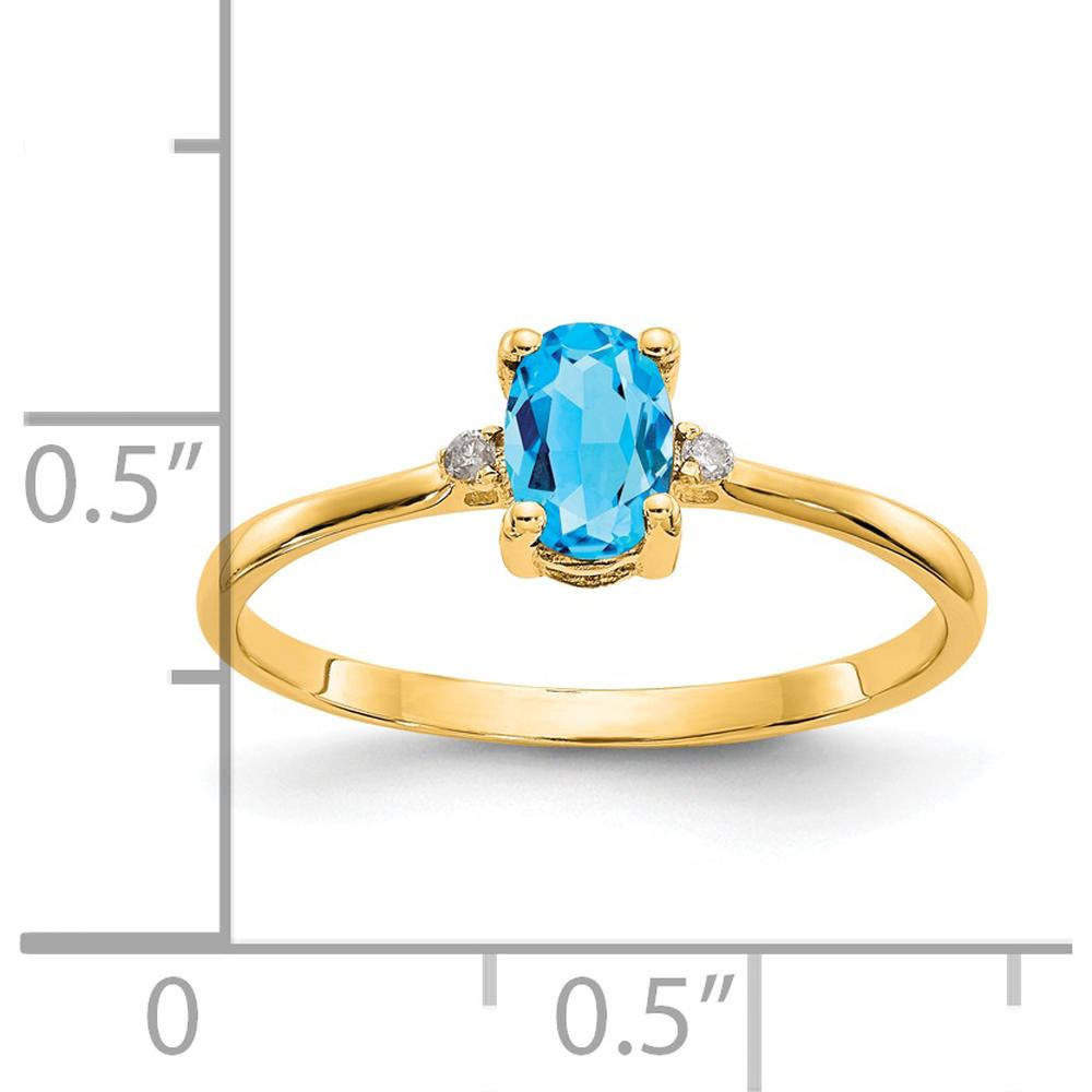 14K Yellow Gold Ring with Oval Swiss Blue Topaz and Round Diamonds - 0.55 Carat Total Topaz Weight, 0.008 Carat Diamond Weight by Oro Pregiato