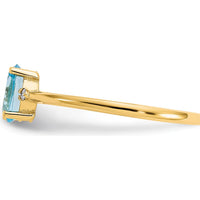 14K Yellow Gold Ring with Oval Swiss Blue Topaz and Round Diamonds - 0.55 Carat Total Topaz Weight, 0.008 Carat Diamond Weight by Oro Pregiato