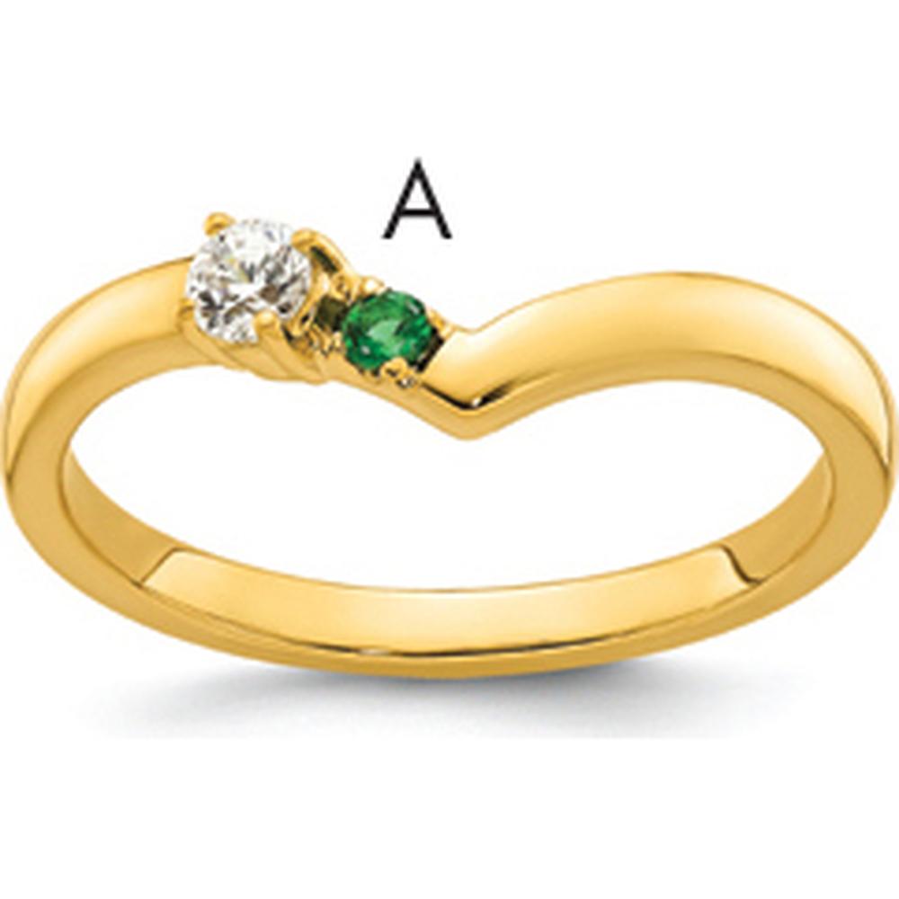 14K Yellow Gold Ring with Round Diamond and Customizable Birthstone Setting by Oro Pregiato