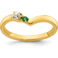 14K Yellow Gold Ring with Round Diamond and Customizable Birthstone Setting by Oro Pregiato