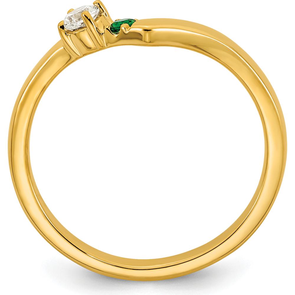 14K Yellow Gold Ring with Round Diamond and Customizable Birthstone Setting by Oro Pregiato