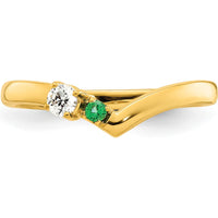 14K Yellow Gold Ring with Round Diamond and Customizable Birthstone Setting by Oro Pregiato