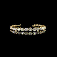 14K Yellow Gold Riviera Bracelet with Bezel Set Brilliant Round Lab Diamonds - 5.92 Total Carat Weight - Covaloro Fine Jewelry