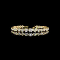 14K Yellow Gold Riviera Bracelet with Bezel Set Graduated Round Lab Diamonds - 6.64 Carats Total Diamond Weight - Covaloro Fine Jewelry