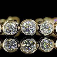 14K Yellow Gold Riviera Bracelet with Bezel Set Graduated Round Lab Diamonds - 6.64 Carats Total Diamond Weight - Covaloro Fine Jewelry