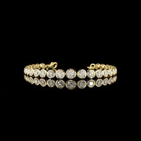14K Yellow Gold Riviera Bracelet with Bezel Set Round Lab Diamonds - 6.19 Carat Total Weight - Covaloro Fine Jewelry