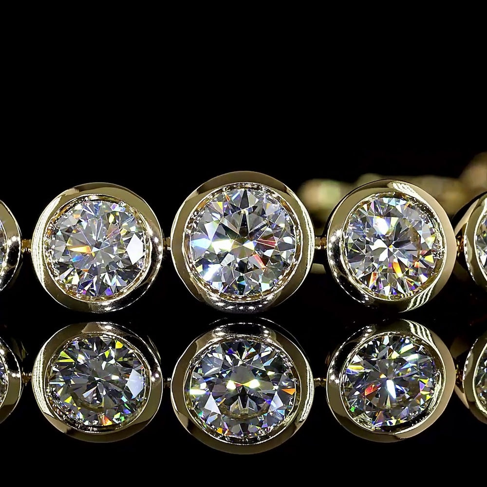 14K Yellow Gold Riviera Bracelet with Bezel Set Round Lab Diamonds - 6.19 Carat Total Weight - Covaloro Fine Jewelry