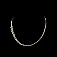 14K Yellow Gold Riviera Graduated Necklace with Bezel Set Round Lab Diamonds - 10.06 Carats Total Diamond Weight - Covaloro Fine Jewelry