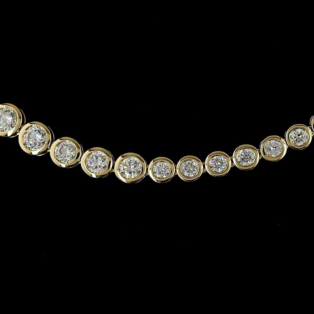 14K Yellow Gold Riviera Graduated Necklace with Bezel Set Round Lab Diamonds - 10.06 Carats Total Diamond Weight - Covaloro Fine Jewelry