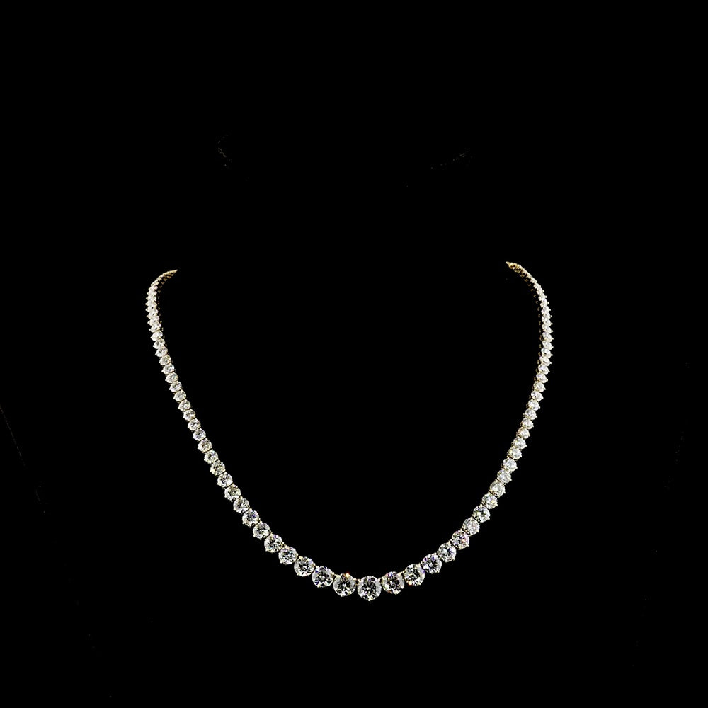 14K Yellow Gold Riviera Necklace with 108 Graduated Round Brilliant Lab Diamonds - 25.03 Carats Total Diamond Weight - Covaloro Fine Jewelry