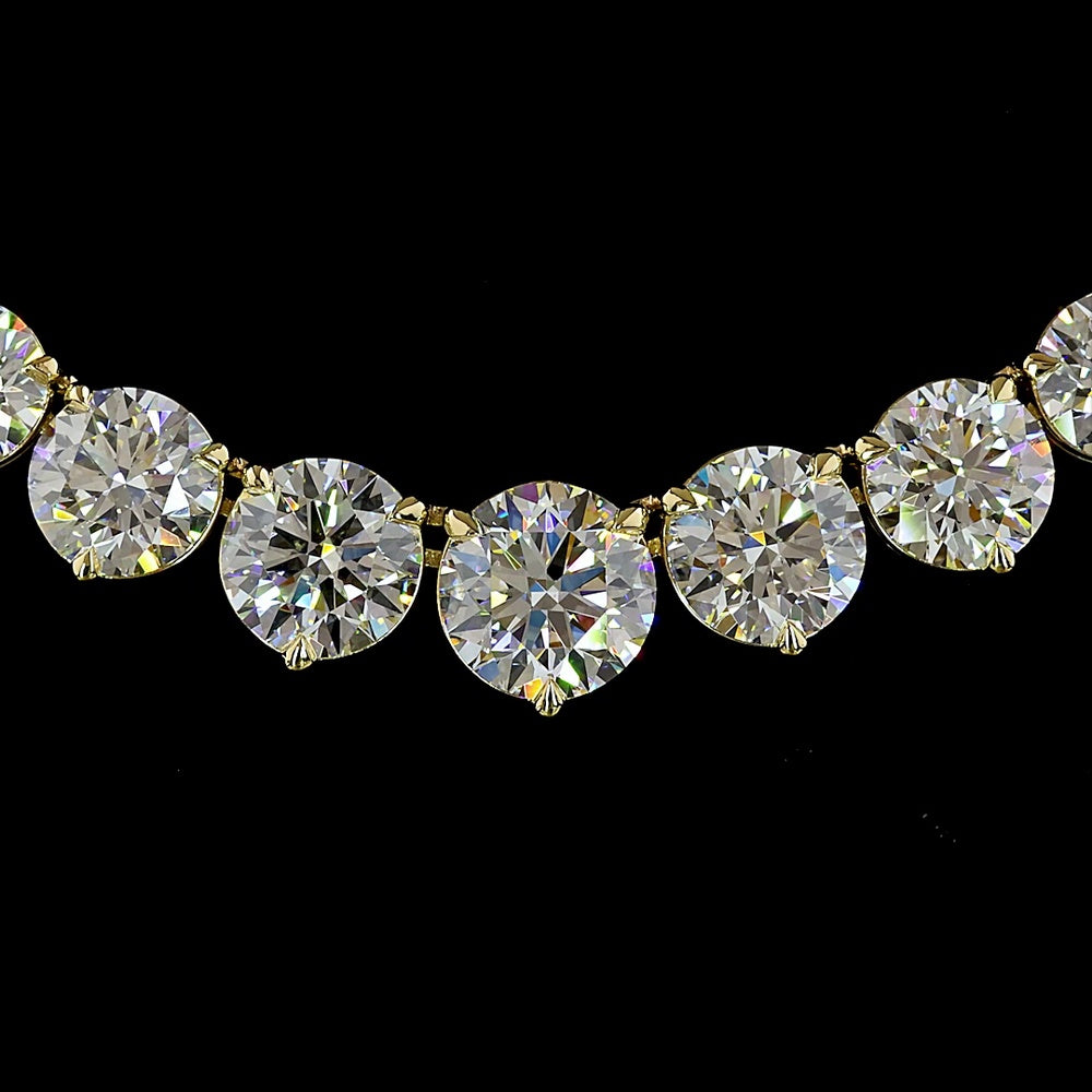 14K Yellow Gold Riviera Necklace with 108 Graduated Round Brilliant Lab Diamonds - 25.03 Carats Total Diamond Weight - Covaloro Fine Jewelry