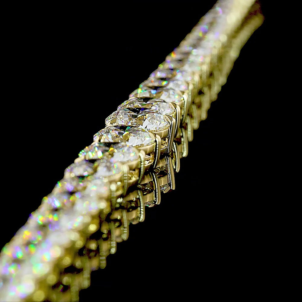 14K Yellow Gold Riviera Necklace with 108 Graduated Round Brilliant Lab Diamonds - 25.03 Carats Total Diamond Weight - Covaloro Fine Jewelry