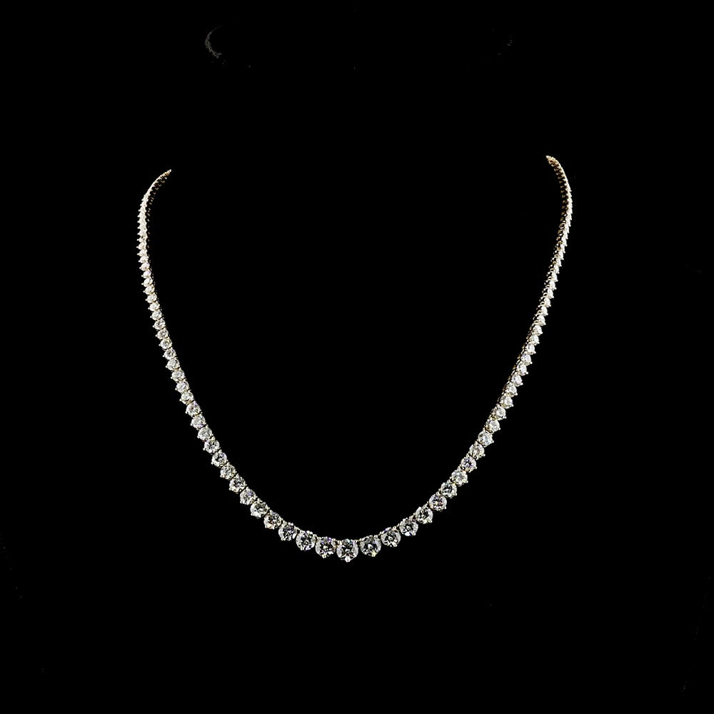 14K Yellow Gold Riviera Necklace with 137 Graduated Round Lab Diamonds - 12.61 Carat Total Weight, E-F VS1 Clarity - Covaloro Fine Jewelry