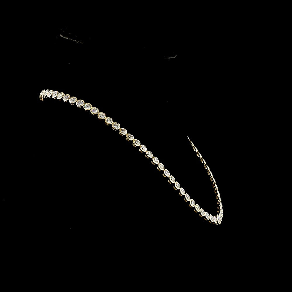 14K Yellow Gold Riviera Necklace with 19.2 Carats of Bezel-Set Round Lab Diamonds - E-F VS Quality - Covaloro Fine Jewelry
