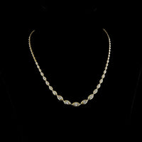 14K Yellow Gold Riviera Necklace with Bezel Set East-West Marquise Cut Lab Diamonds - 5.09 Carat Total Diamond Weight - Covaloro Fine Jewelry