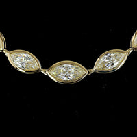 14K Yellow Gold Riviera Necklace with Bezel Set East-West Marquise Cut Lab Diamonds - 5.09 Carat Total Diamond Weight - Covaloro Fine Jewelry