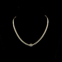 14K Yellow Gold Riviera Necklace with Bezel Set Round Lab Diamonds - 7.79 Carats Total Diamond Weight - Covaloro Fine Jewelry