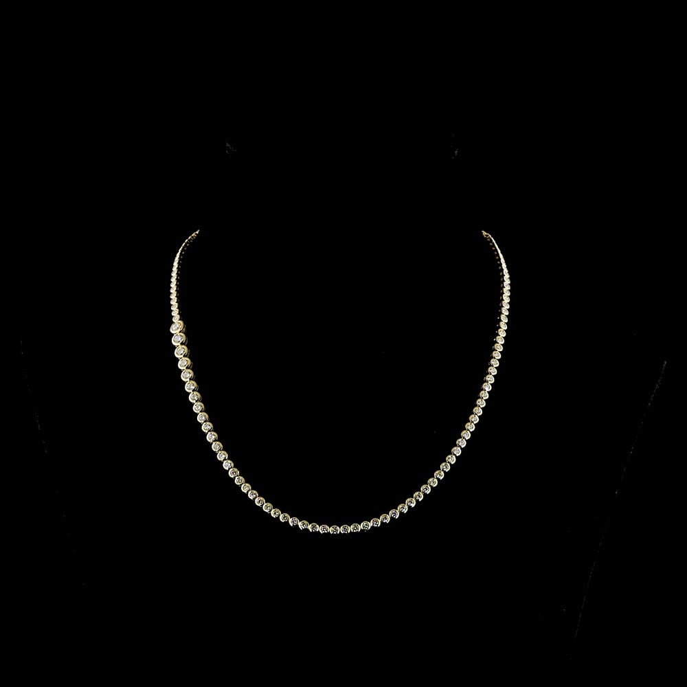 14K Yellow Gold Riviera Necklace with Bezel Set Round Lab Grown Diamonds - 5.32 Carat Total Diamond Weight, E-F Color, VS2 Clarity - Covaloro Fine Jewelry