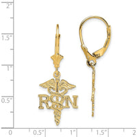 14K Yellow Gold RN Caduceus Leverback Earrings - Polished Finish by 0