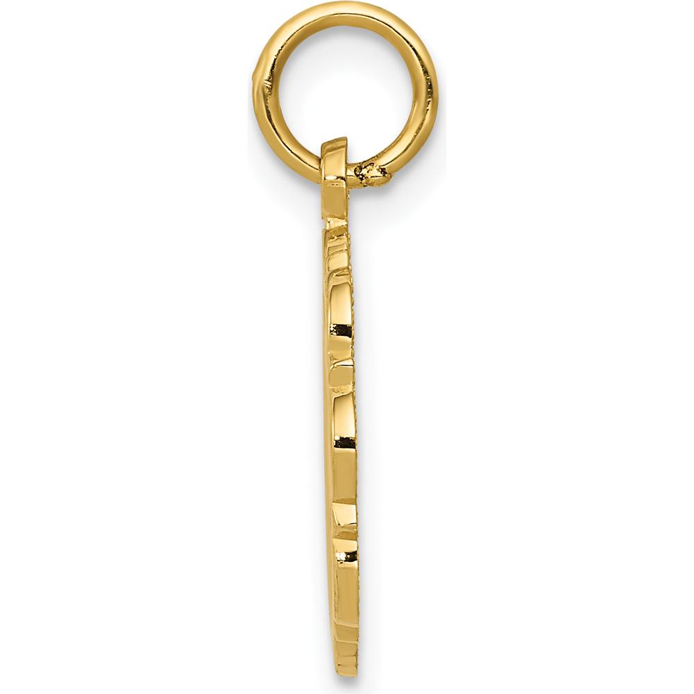 14K Yellow Gold RN Registered Nurse Diamond-Cut Textured Back Charm - 20mm Length by Oro Pregiato