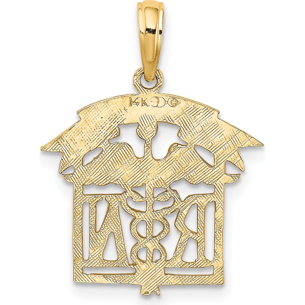 14K Yellow Gold RN Registered Nurse Pendant Charm - Textured Design by Oro Pregiato
