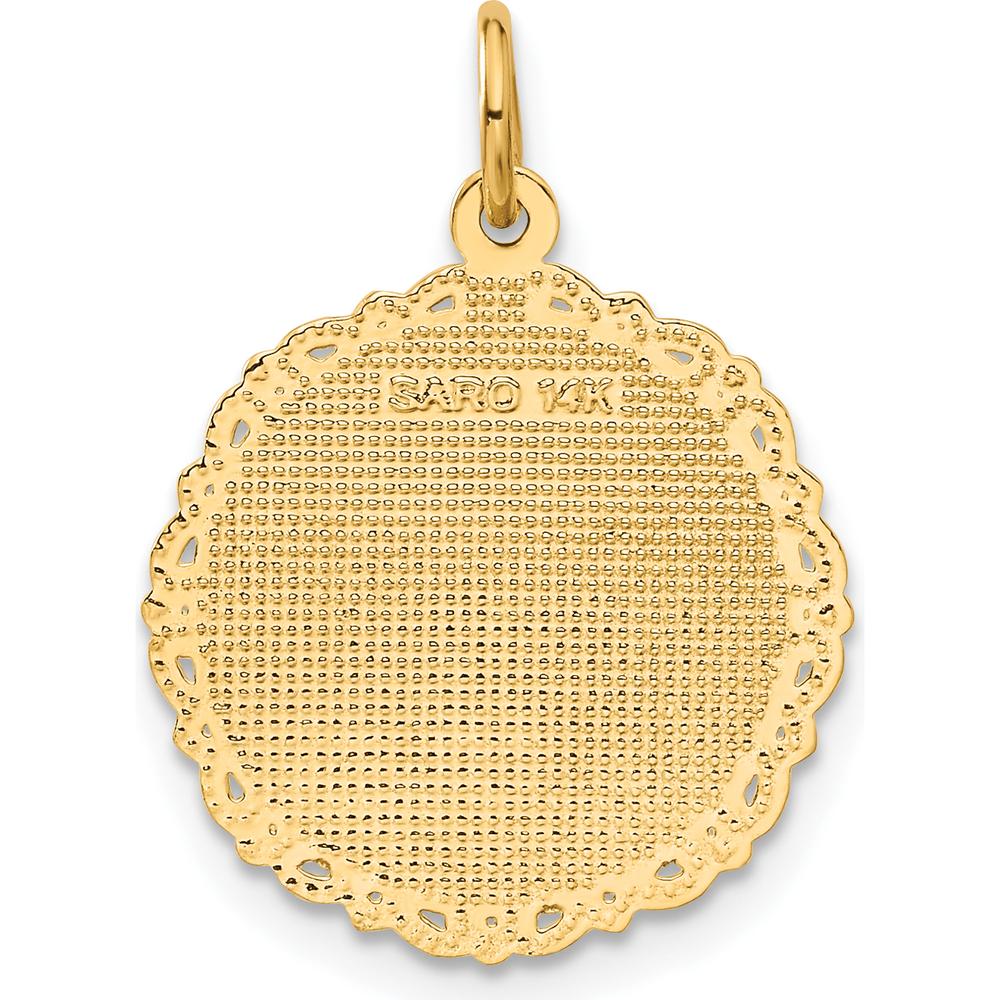 14K Yellow Gold RN Registered Nurse Textured Back Disc Charm by Oro Pregiato