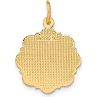 14K Yellow Gold RN Registered Nurse Textured Disc Charm - 25mm Length by Oro Pregiato
