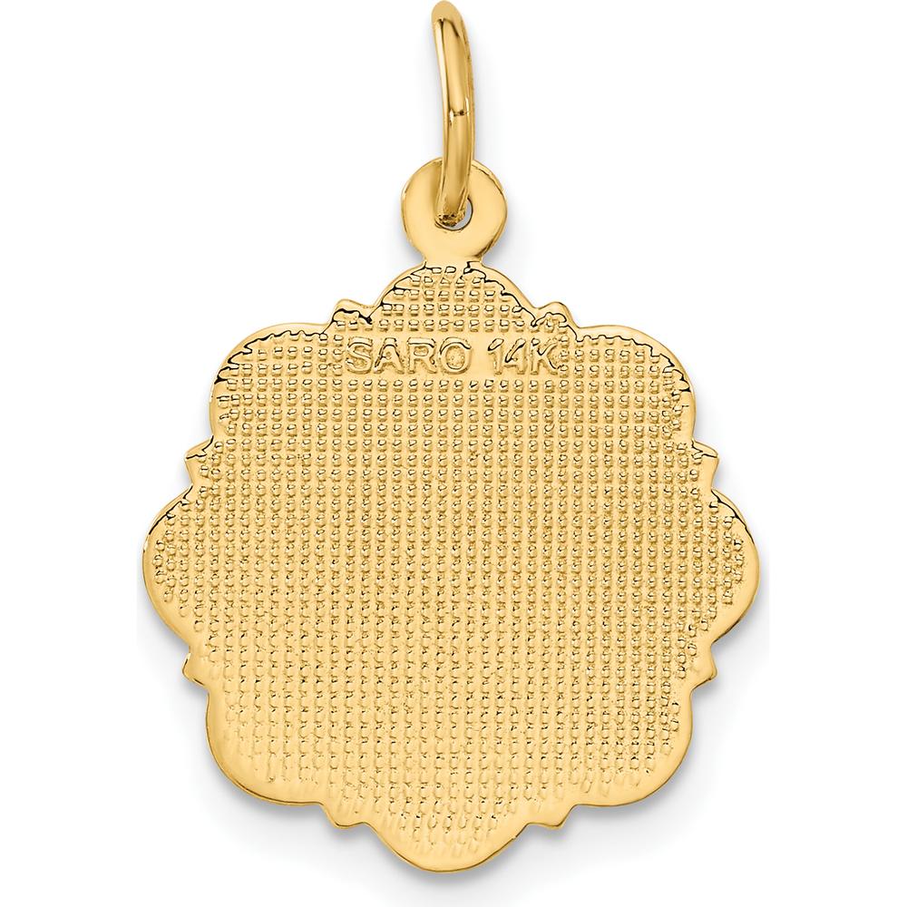 14K Yellow Gold RN Registered Nurse Textured Disc Charm - 25mm Length by Oro Pregiato